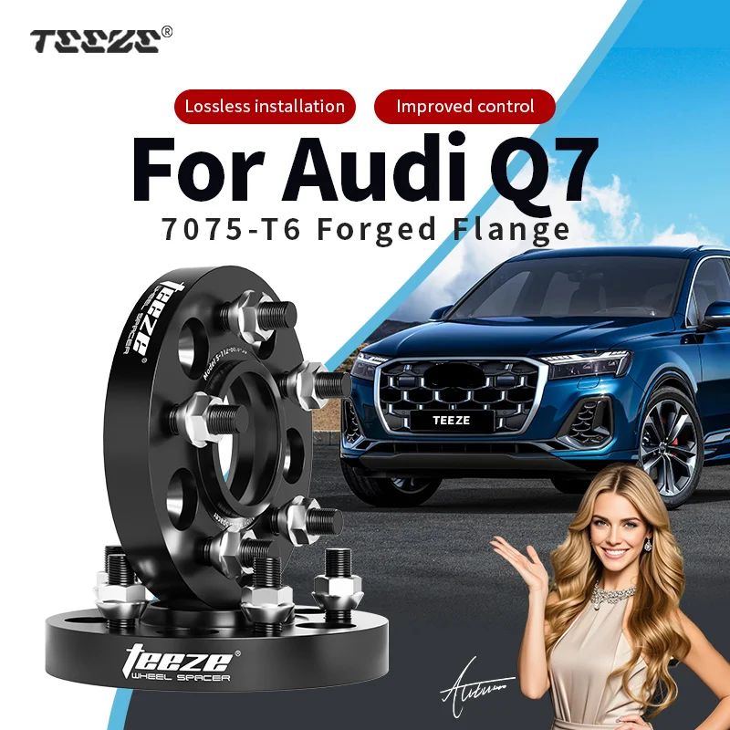 

Teeze 2/4pcs 5x112 66.6 M14 x 1.5 Hub Centric Black Forged wheel spacer For Audi Q7 Flange Plate 15/20/25/30/35mm