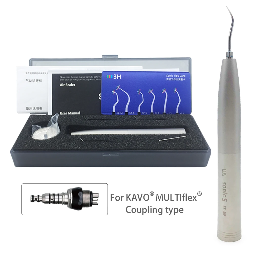 

Dental Air Scaler Handpiece Sonic S With 4 hole Quick Coupling Integrated Spray Removal Calculus Stain + 3 tips Scope of applic