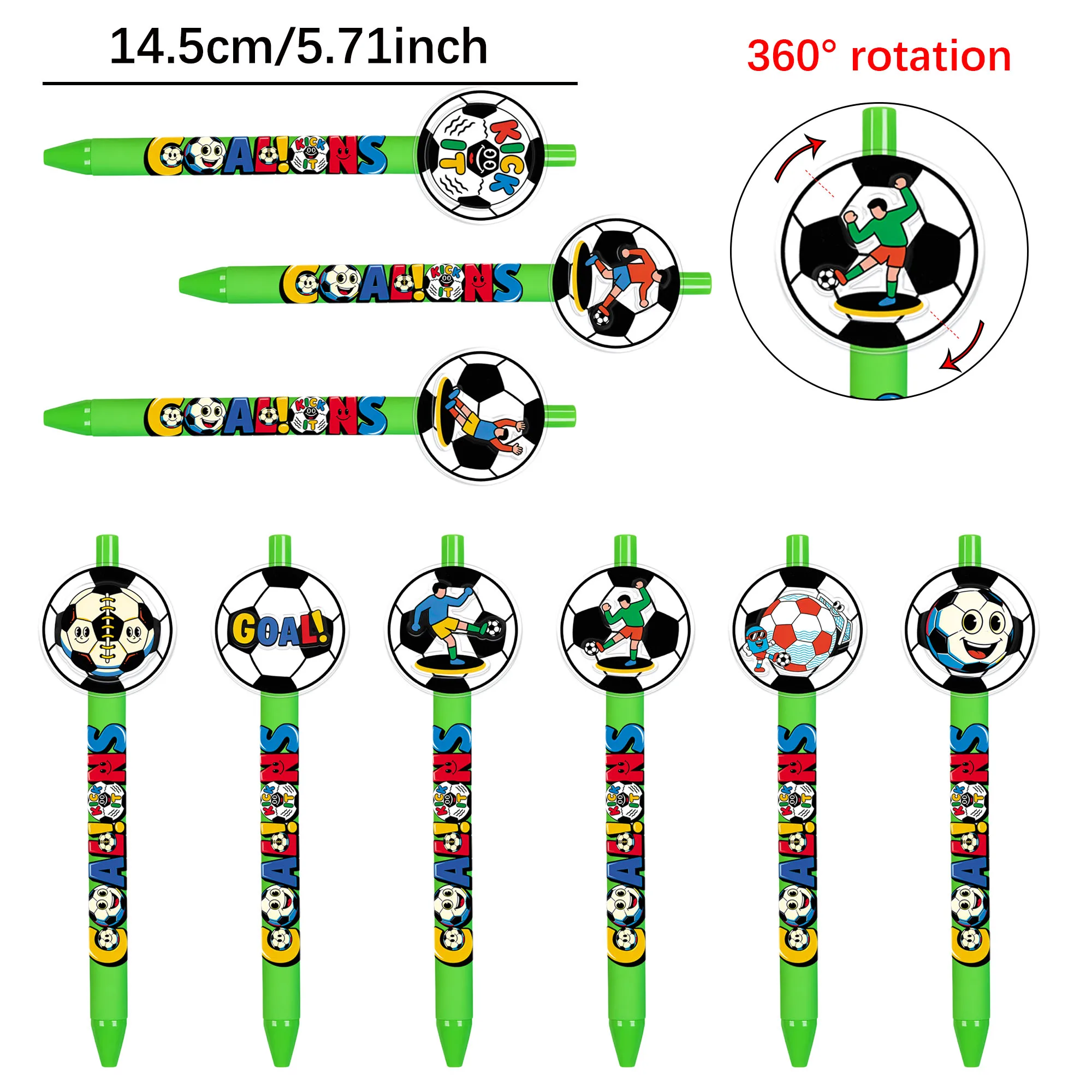 9 pieces / 18 pieces Creative Spin Soccer Ball Ballpoint Pen - Double-layer Acrylic Rotating Writing Pen for Sports
