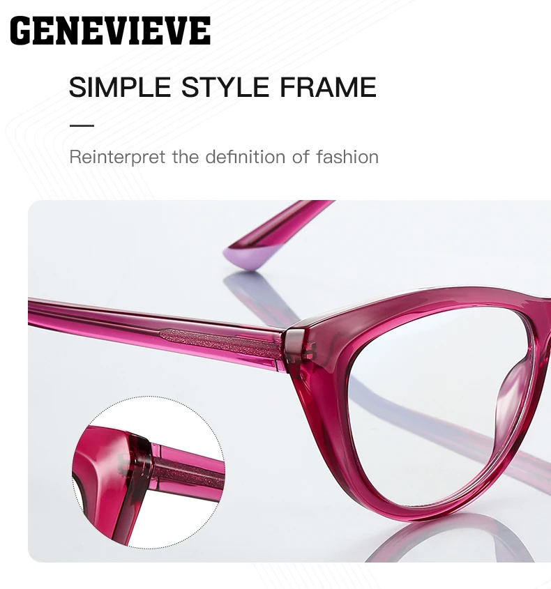 جنيف بسيط عين القط تصميم الأزياء النظارات النسائية المضادة للضوء الأزرق النظارات اللونية وصفة طبية قابلة للتخصيص #5