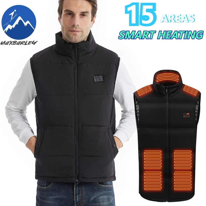 

3 Control 15 Zone Heated Vest Men Winter USB Smart Self Heating Clothing Work Sleeveless Jacket Hiking Ski Cold-proof Warm Vests