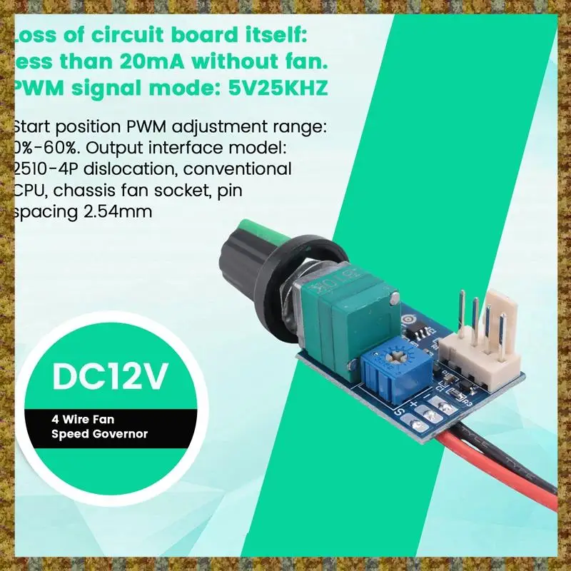 1 قطعة PWM وحدة تحكم في سرعة المروحة تيار مستمر 12 فولت قابل للتعديل البلاستيك + المعدن مع مفتاح مقبض 4 سلك سرعة المروحة محافظ الحد من الضوضاء