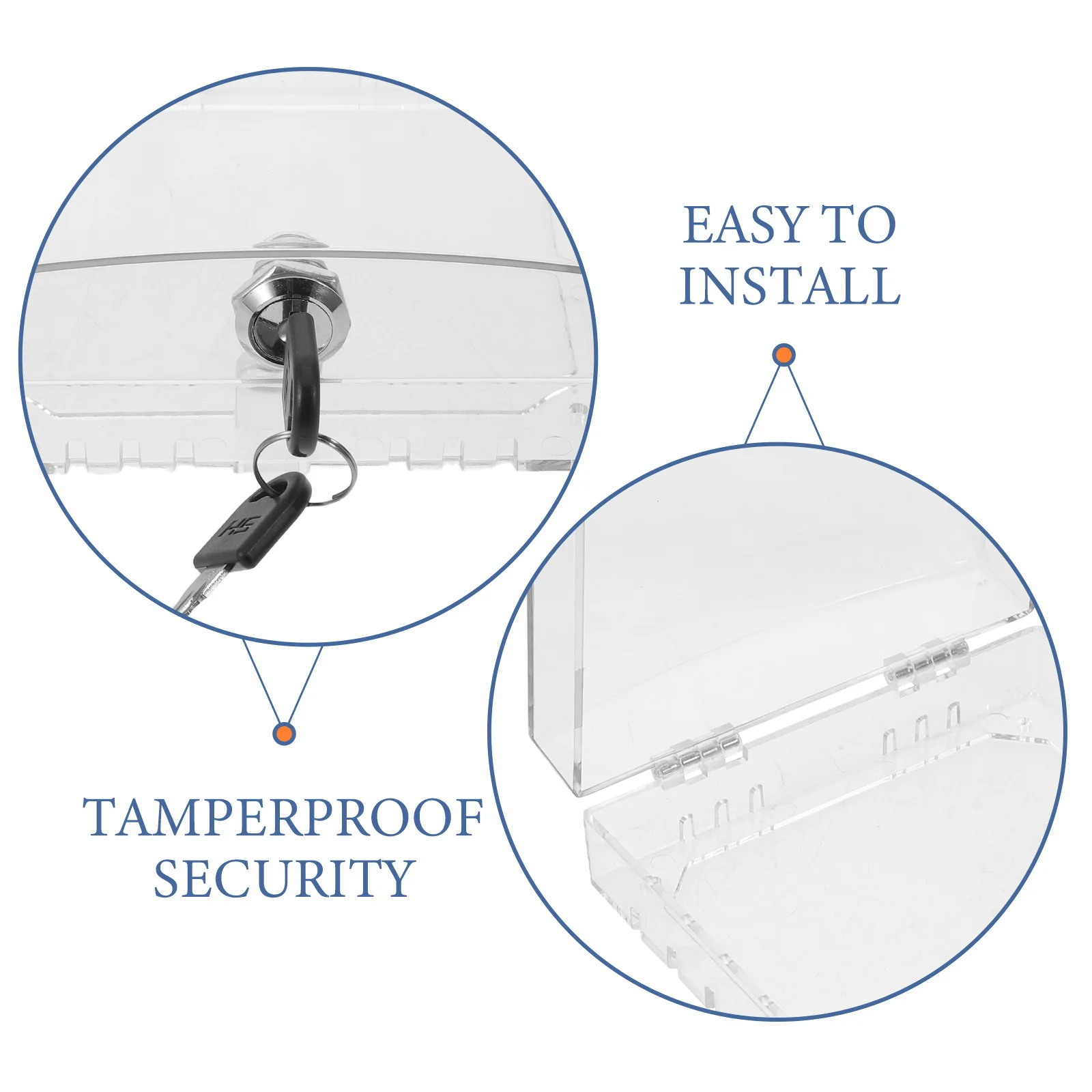 Clear Acrylic Thermostat Locking Cover Wall Mount For Home Office Ac Temperature Control System Tamperproof Lock Box Protection