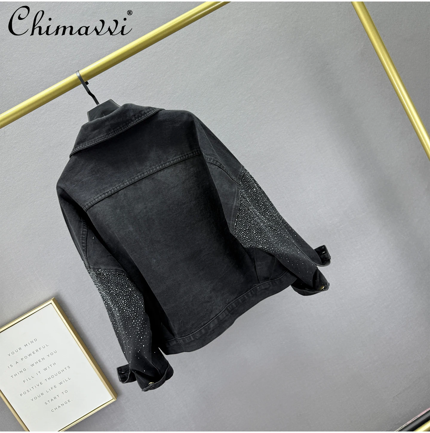 レディース ヘビーフルラインストーンデニムジャケット 2025年秋新作 ファッション 長袖 ルーズ スリムフィット ヨーロピアン ストリートウェア ジーンズコート