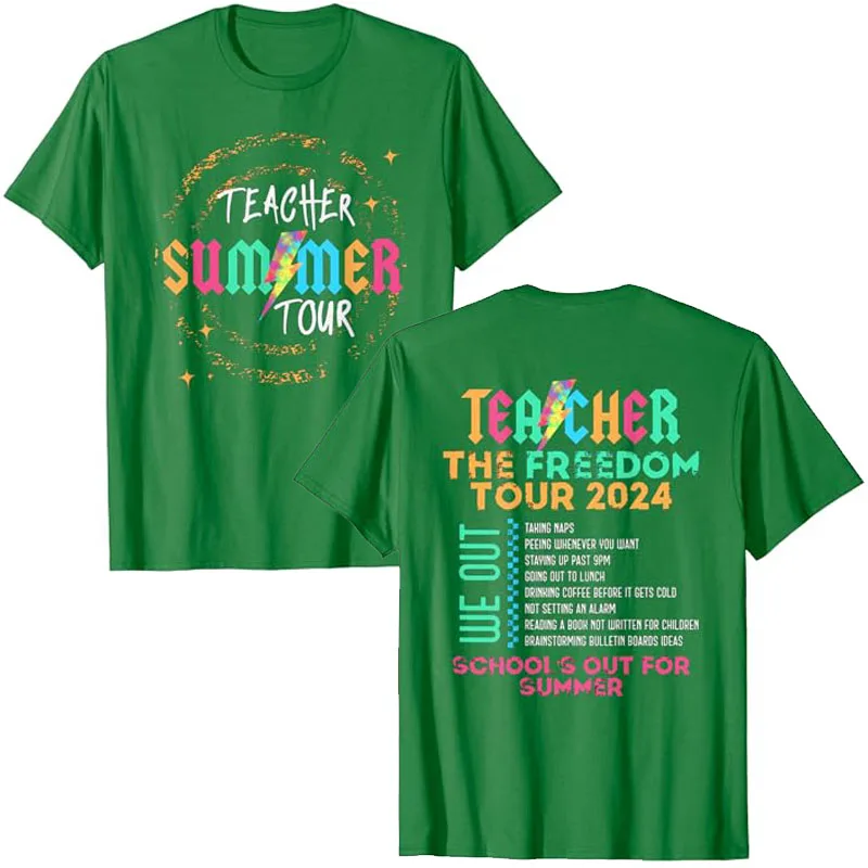 Teacher The Freedom Tour 2024 Summer Last Day of School T-Shirt Funny Schoolwear Teacher Gifts Summer Fashion End of School Tee