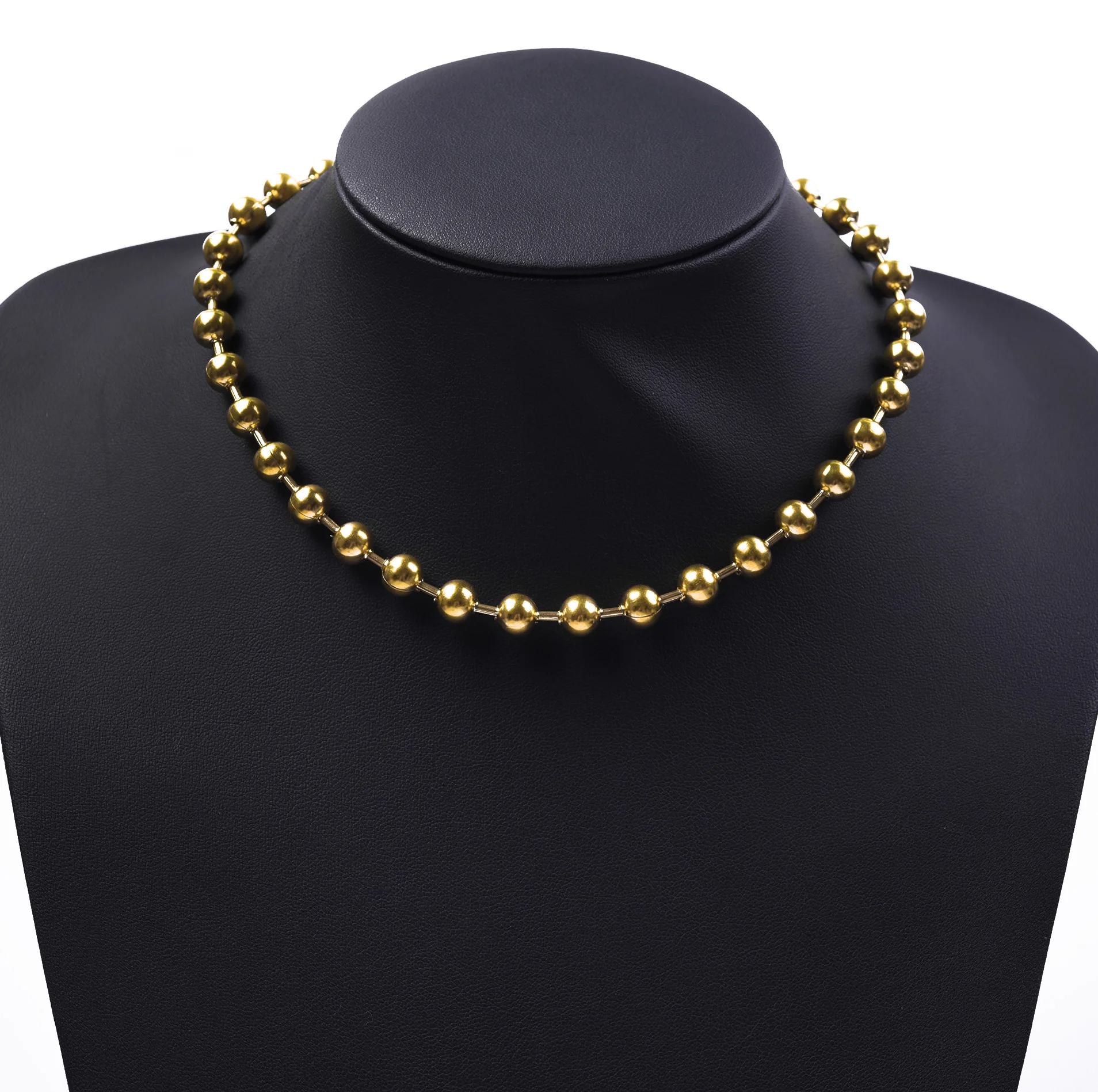 Simple Chain On The Neck Vintage Jewelry Stainless Steel Beads Necklaces For Women Men Accessories 40cm Collares Para Mujer Gift