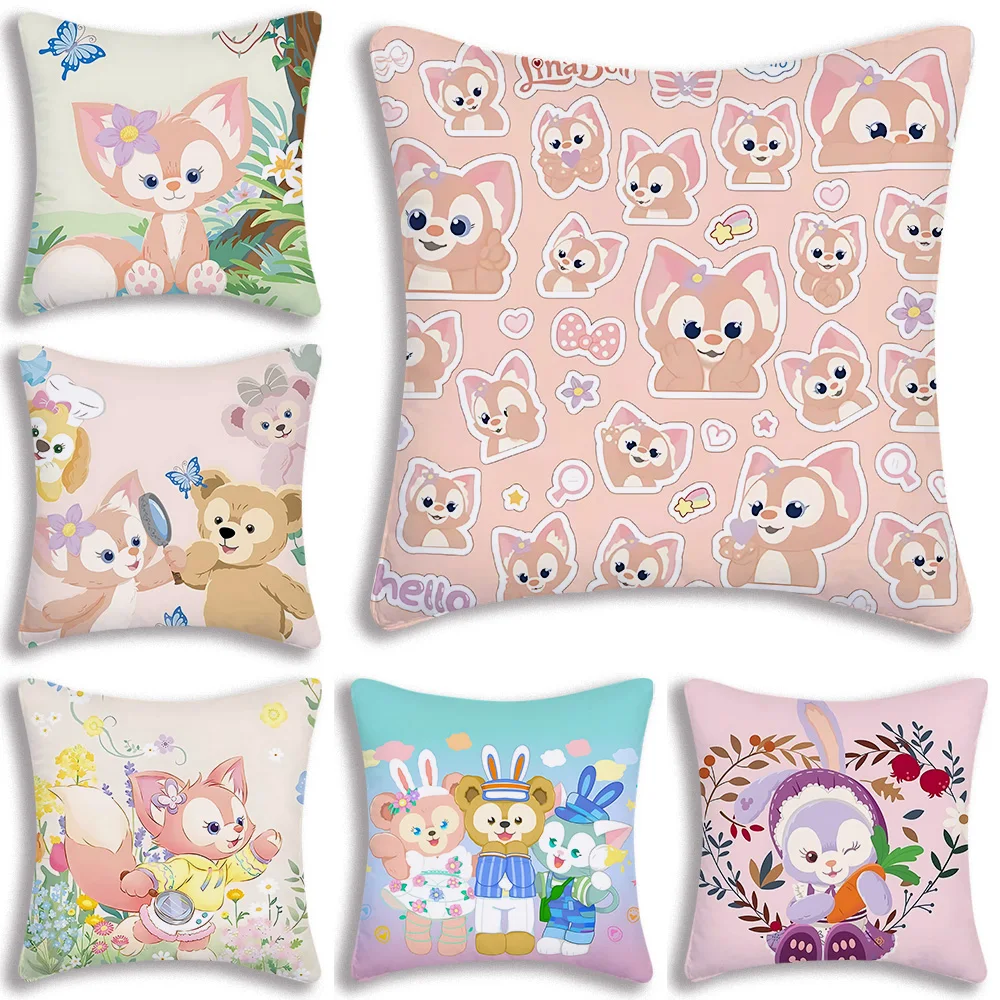 Hot Anime Disney Bears - Duffys Pillow Covers Cartoon Sofa Decorative Home Double-sided Printing Short Plush Cute Cushion Cover