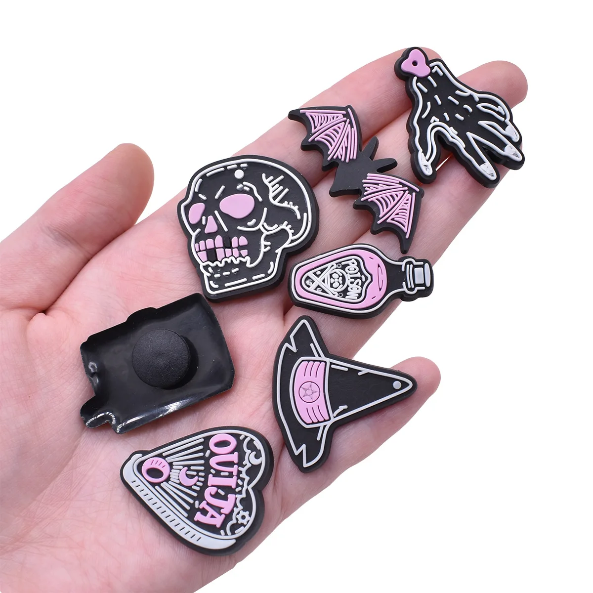 Hot Sales New Arrivals Pink Halloween Shoe Charms Pin for Crocs Shoe Accessories Shoe Decoration Kids Adult Christmas Party Gift