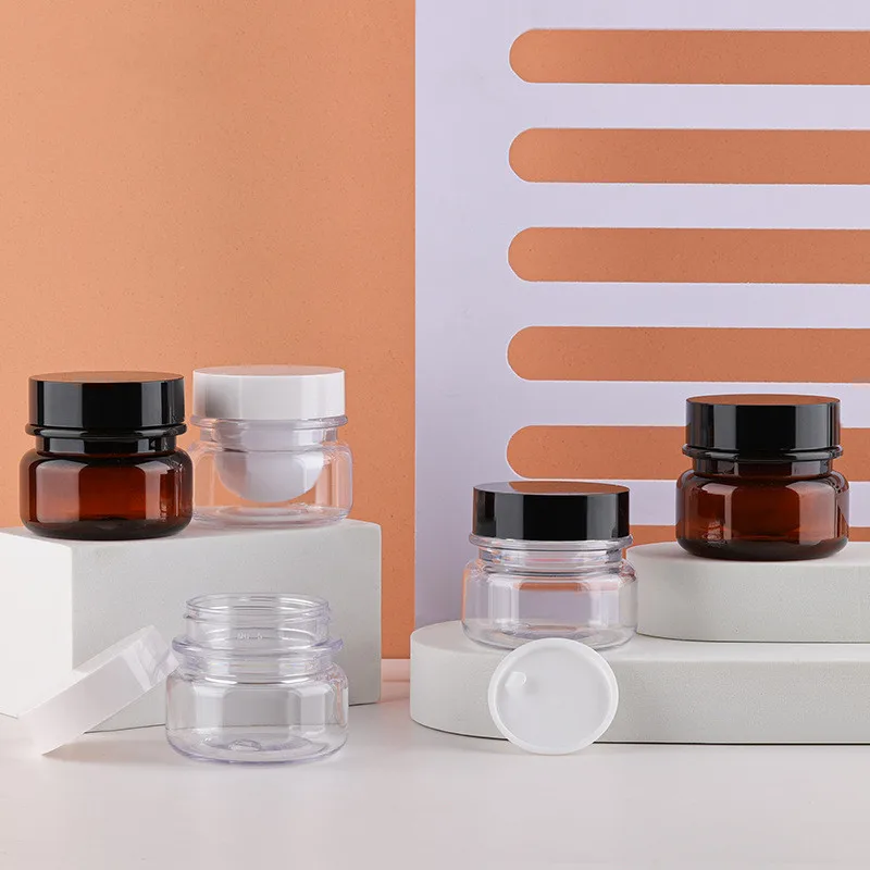 

240pcs Cosmetic Wide Mouth PET Container 30g 60g Makeup Thick Wall Skin Care Cleansing Gel Double Layer Clear Cream Jar