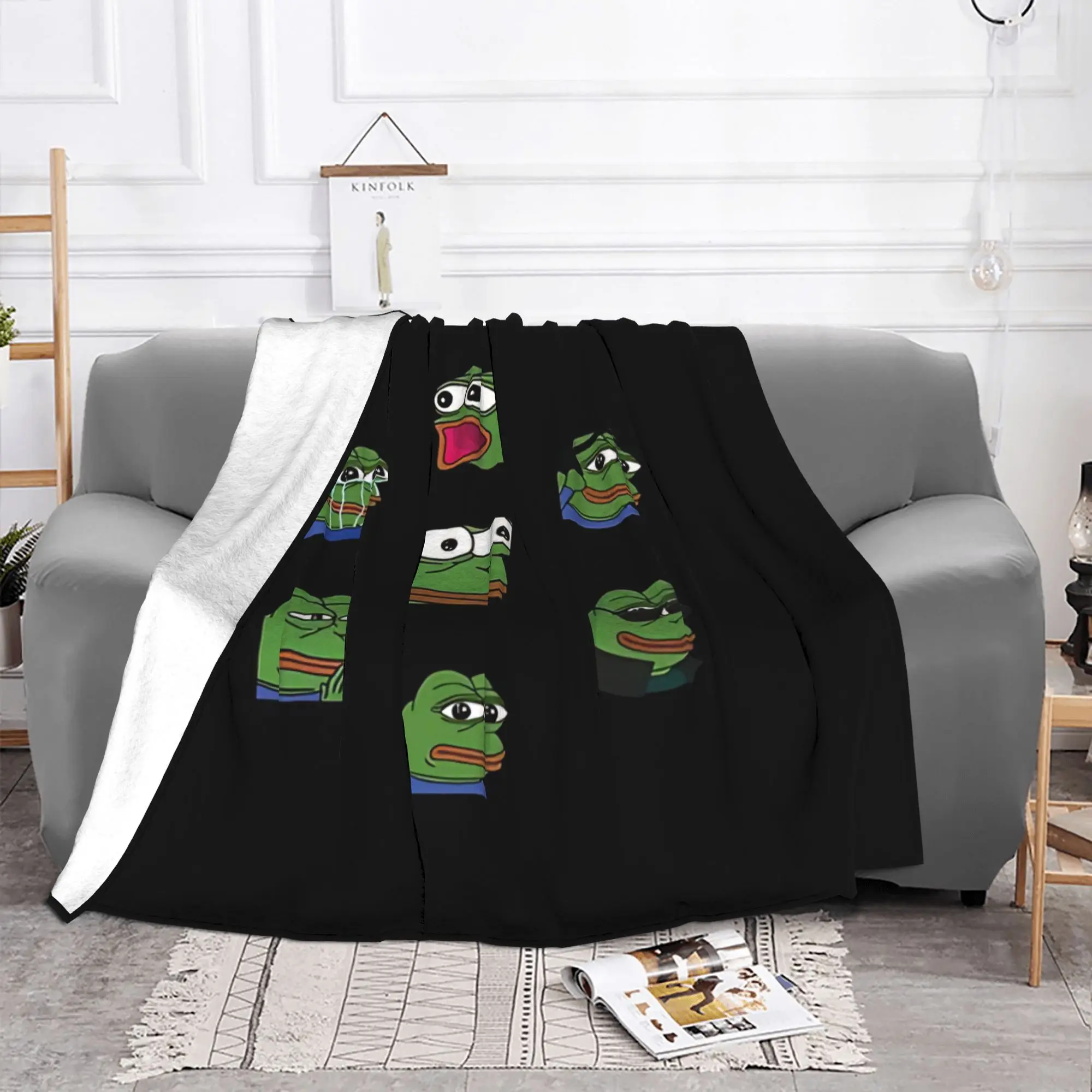 1PC Emotes Pepe the Frog Home Room Decorations Winter Blankets For Adults Bedding Home Interior Sofa Knee
