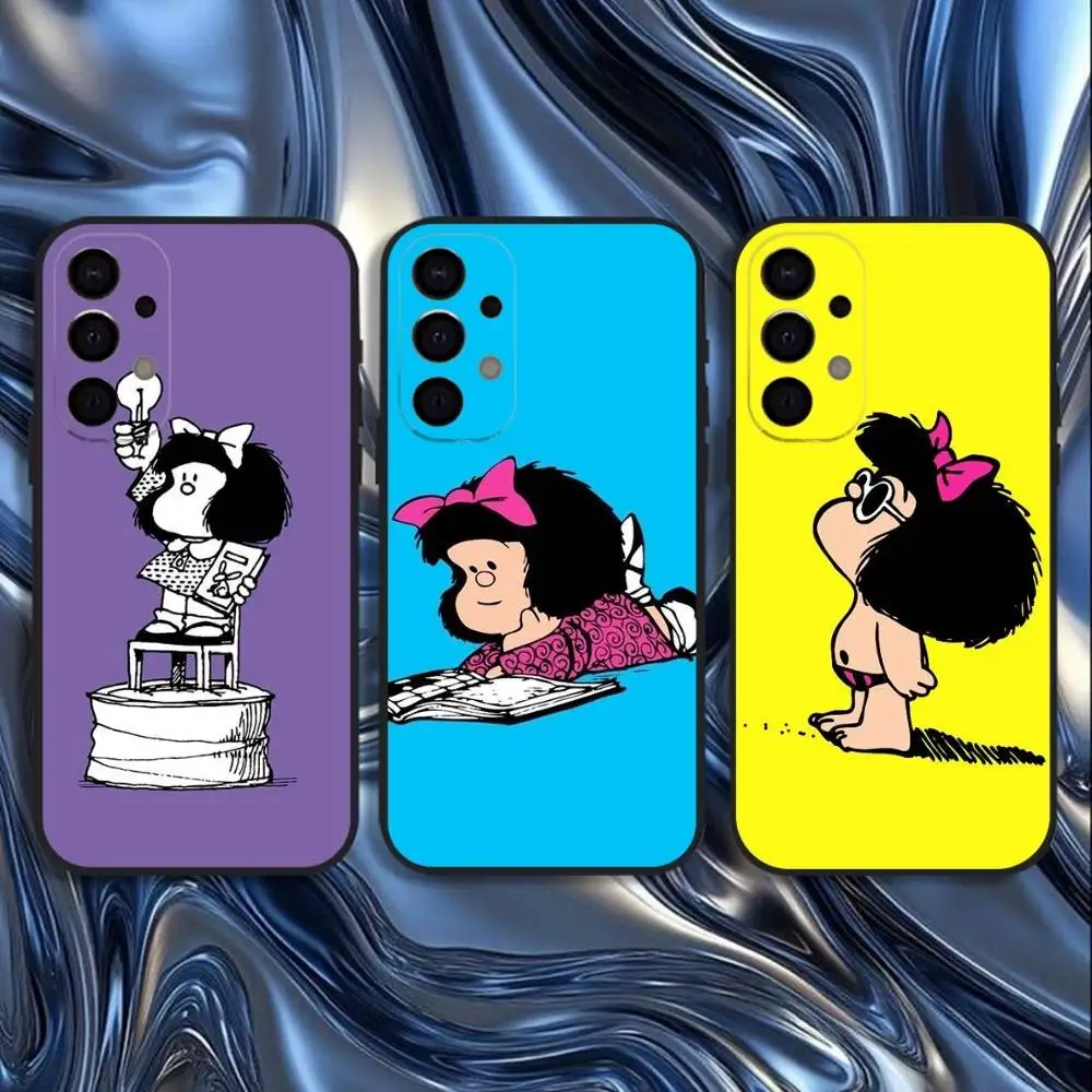 

Mafalda Cartoon Phone Case For Samsung S25,S24,S21,S22,S23,S30,Ultra,S20,Plus,Fe,Lite,5G Black Cover