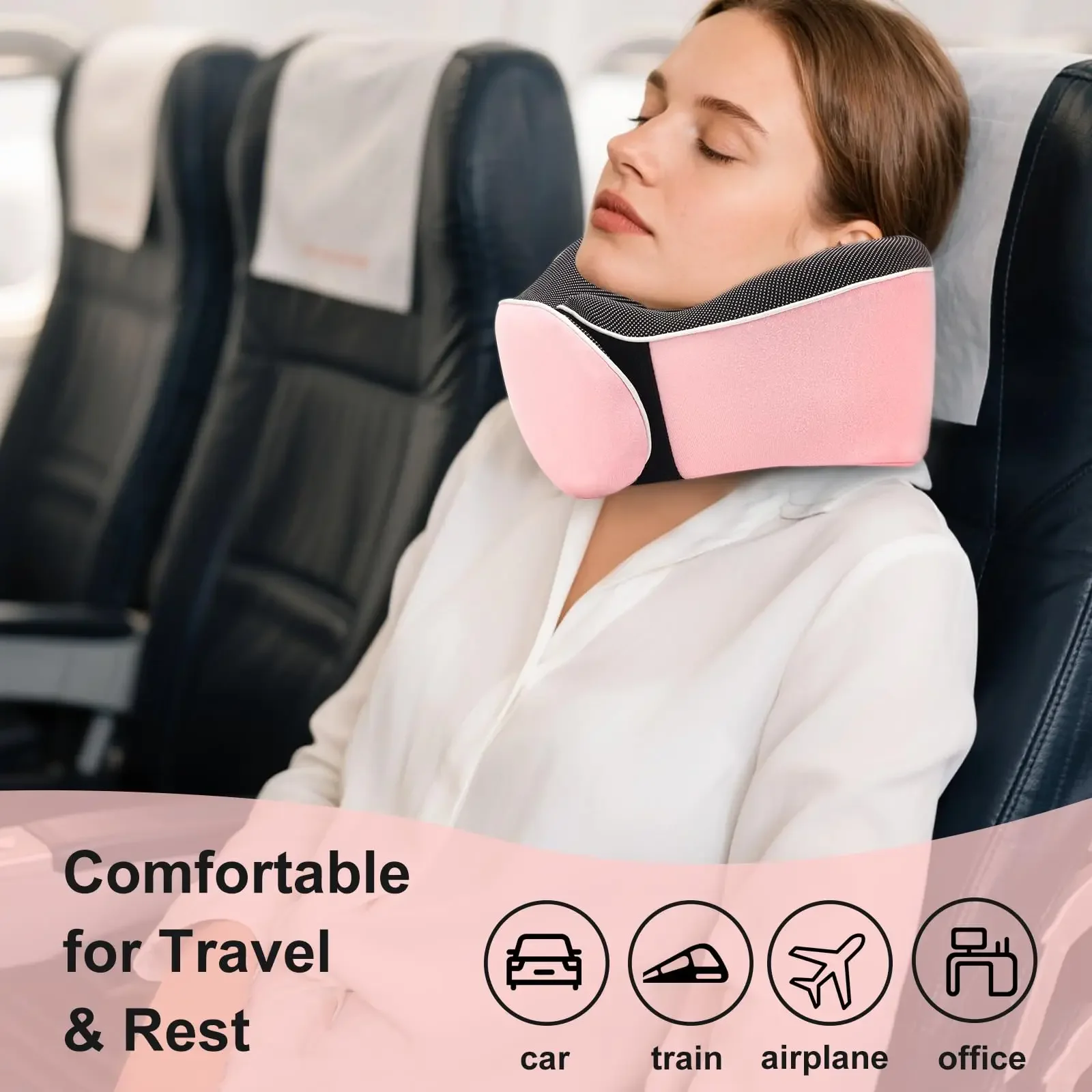 Reisekissen, Nackenkissen, Memory-Schaum, 360-Grad-Stützkissen, Reise-Nackenkissen, ideales Zubehör für Flugzeuge