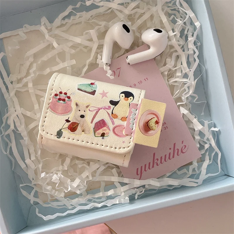 

Apple Airpods pro2 Generation Protective Cover Wireless Bluetooth Headset Cartoon Cake Penguin Suitable for Airpods 12Generation