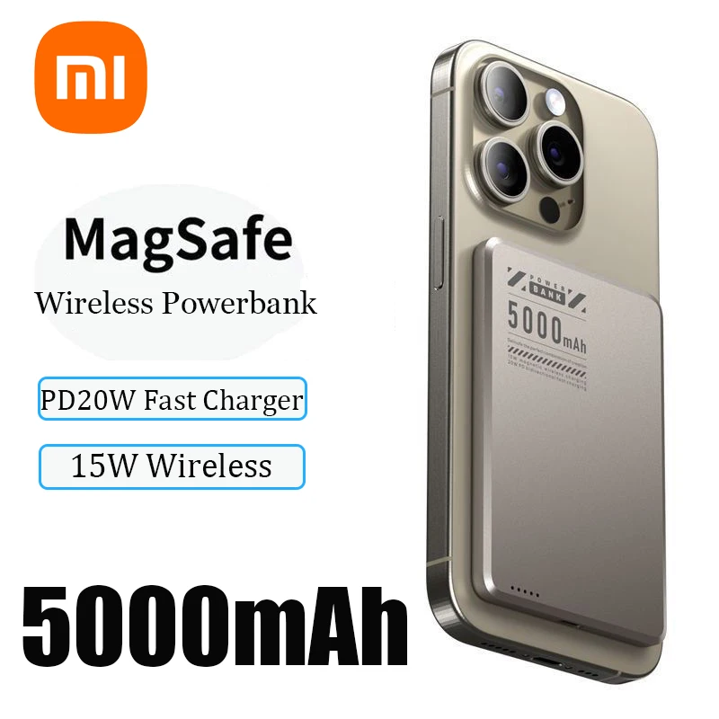 Xiaomi 5000mAh Caricatore portatile Powerbank wireless magnetico Caricatore rapido Qi2 in lega ultra sottile per iPhone MagSafe Samsung HUAWEI