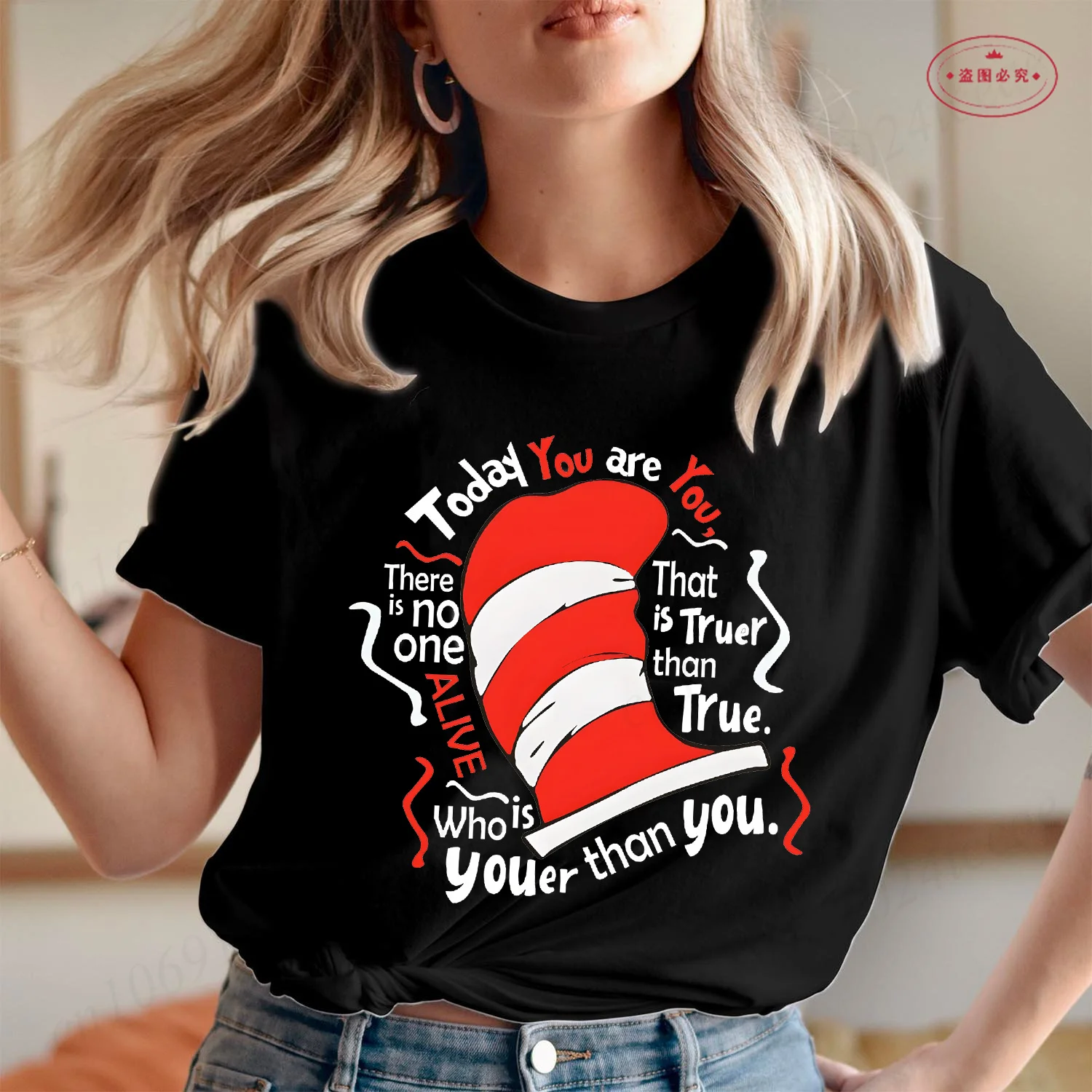 اليوم أنت تي شيرت للنساء مضحك القط في القبعة الجرافيك القمم المعلم هدية س الرقبة قصيرة الأكمام تيز الملابس النسائية