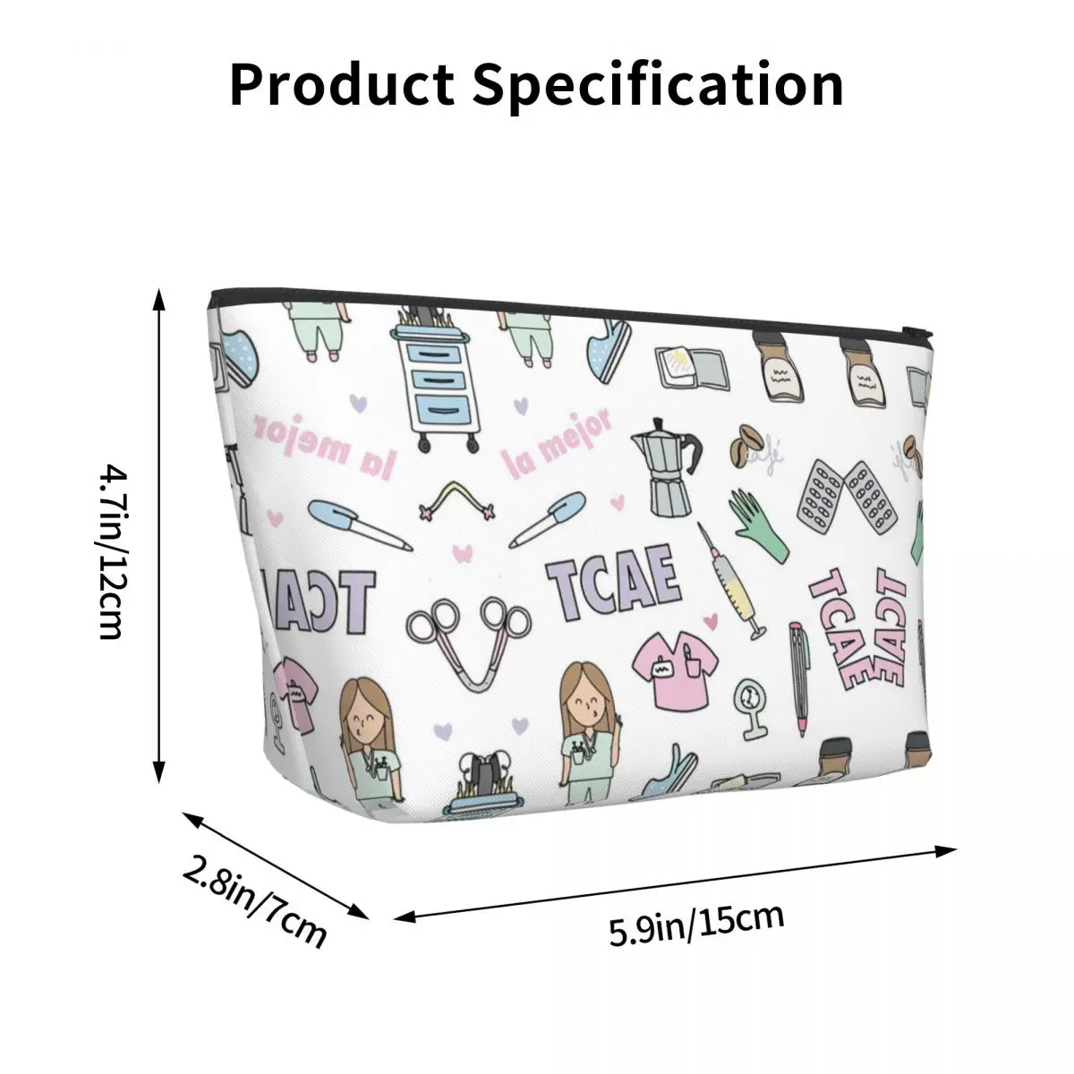 Custom Cartoon Doctor Nurse Enfermera En Apuros Toiletry Bag Women Makeup Cosmetic Organizer Lady Beauty Storage Dopp Kit Case