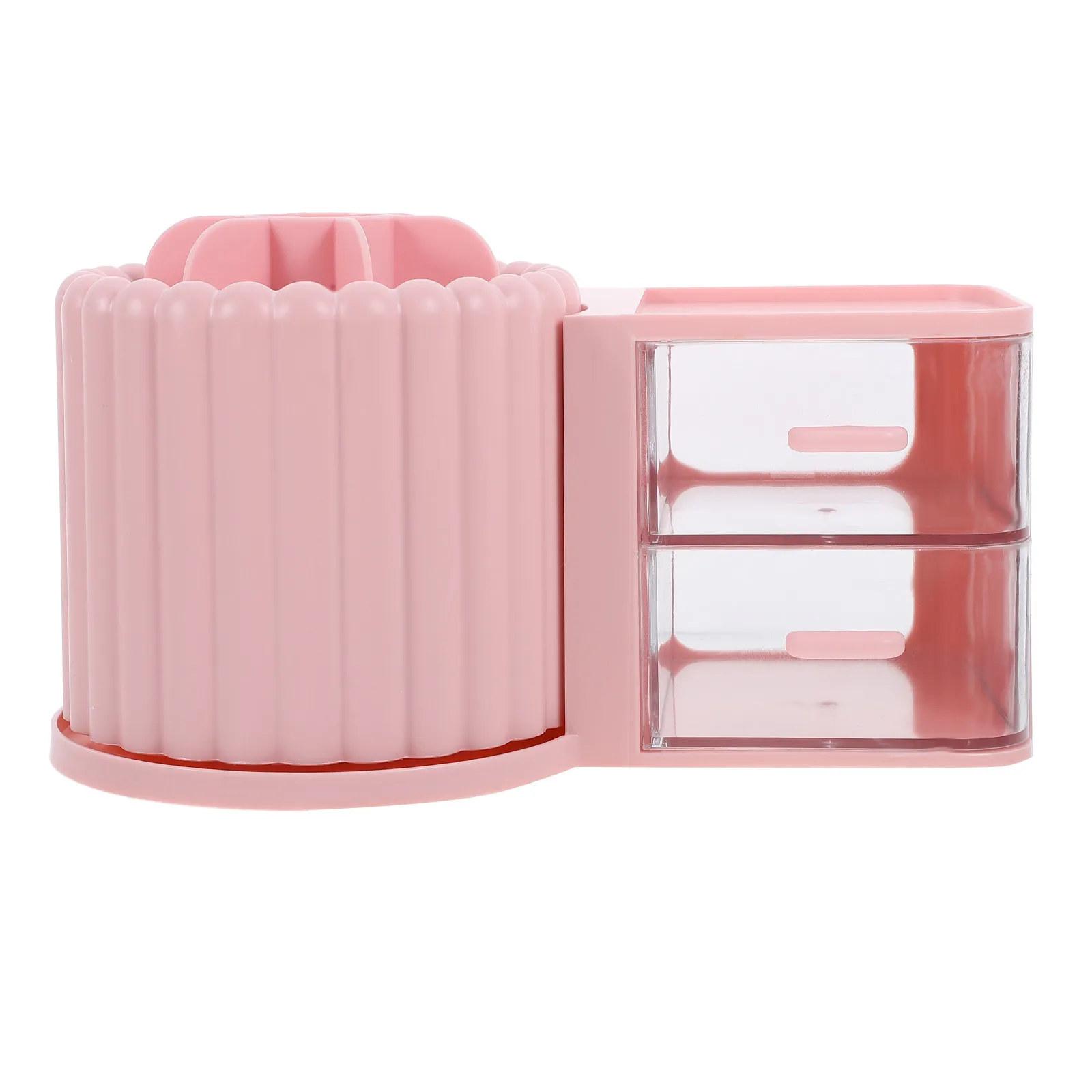 Rotatable Desk Brush Holder Wear-Resistant Pen Pencil Organizer Desktop Storage Multi-Compartment Stationery Box