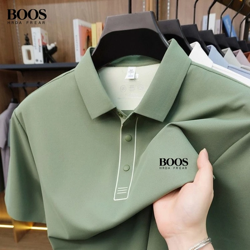 

Men's Premium Ice Silk Short-Sleeved Polo Shirts, New Fashionable Casual Breathable Smooth and Cool Top