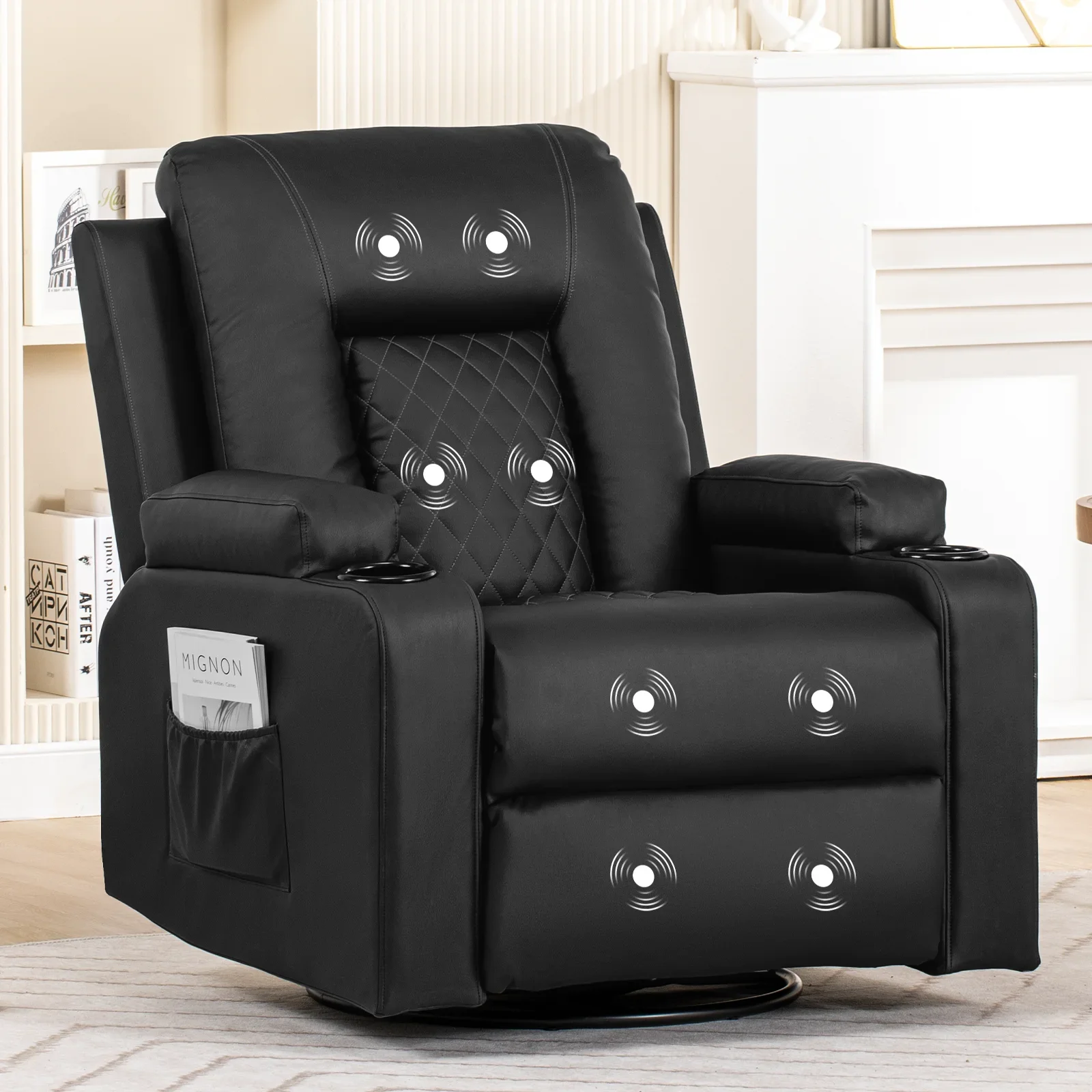 

Customizable Recliner Armchair Rocker Reclining Chair with Massage & Heat Padded Seat Extended Footrest Oversized Swivel