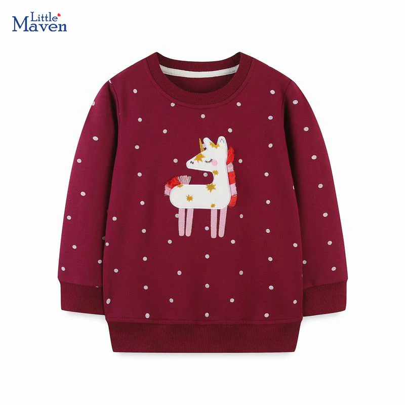 Little Maven Baby Mädchen Tops Kinder Kleidung Frühling Herbst Gestickte Cartoon Einhorn Tops Baumwolle Sweatshirts Kinder Kleidung