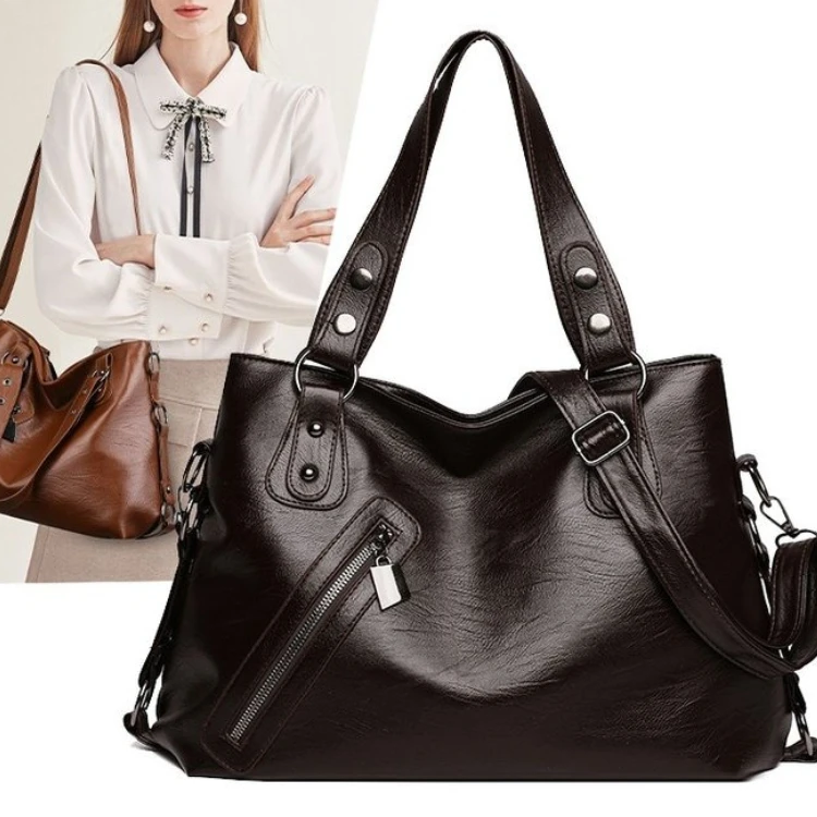 

2026 New Simple Women's Commuter Messenger Bag Large Capacity Retro Shoulder Bag Fashionable Versatile Tote Bag