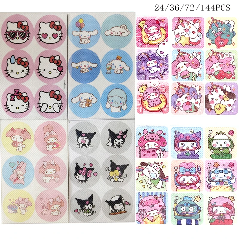 

24-144pcs Sanrio Kuromi Cinnamoroll My Melody Anti-Mosquito Stickers Screen Patch Stickers Anti Mosquito Clothing Hat Decoration