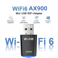 AX900 WiFi 6 USB WiFi Adapter 2.4G/5GHz 900Mbps Wireless Ethernet WiFi Network Card Drive Free USB Dongle for PC Win10/11