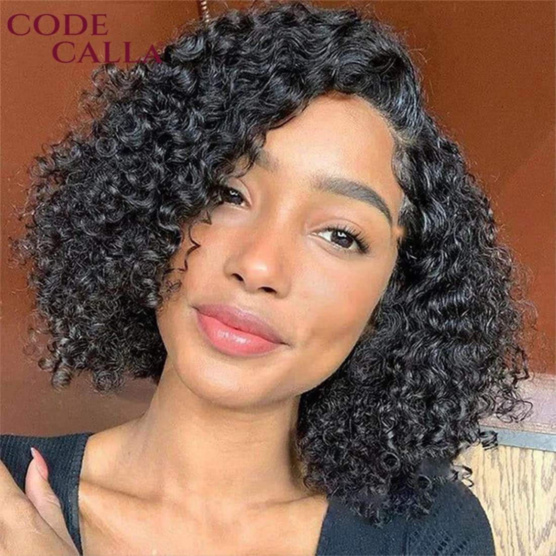 Pelucas de cabello humano rizado corto para mujeres, Afro indio, Onda de agua profunda Natural, encaje Frontal transparente, peluca de cierre virgen para niñas