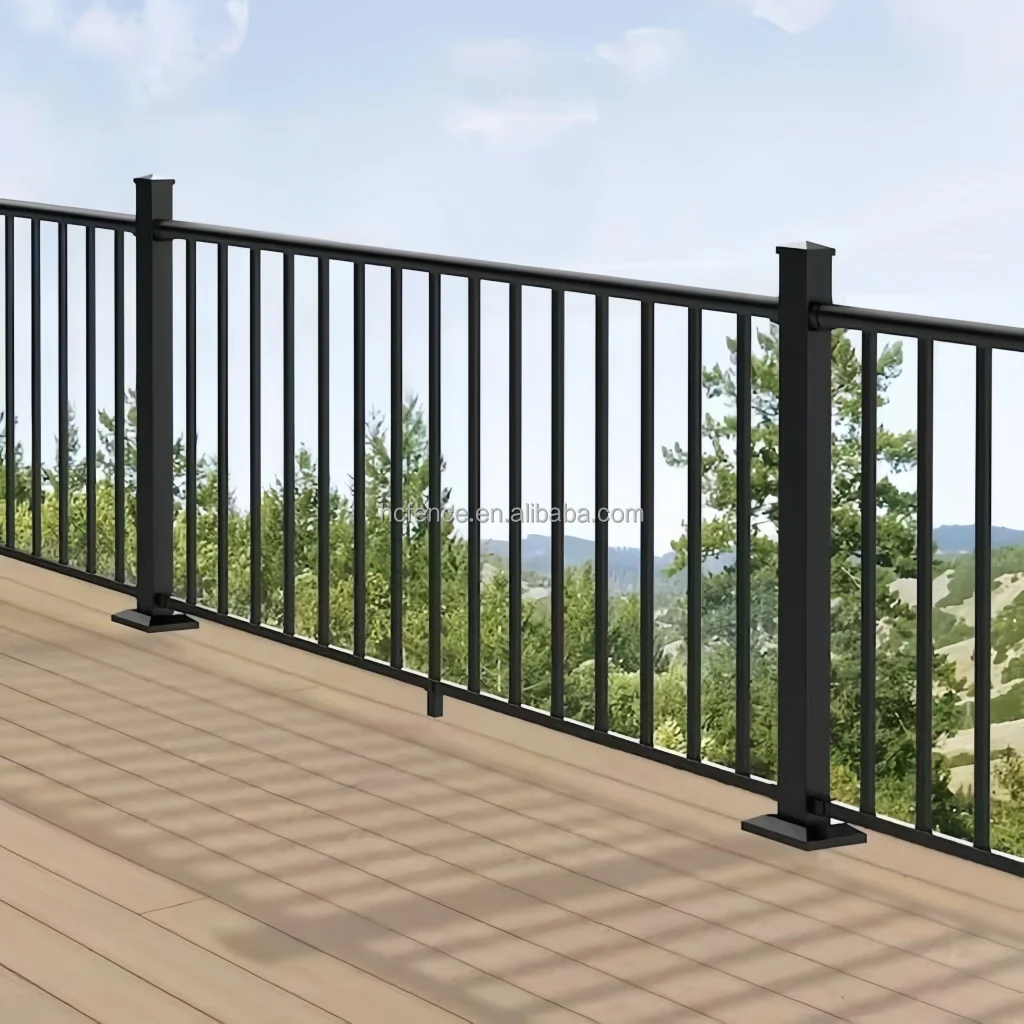 Customization Outdoor Metal Balustrades & Railing Systems-Galvanized Steel Zinc Steel Powder Coated Custom Balcony Stair