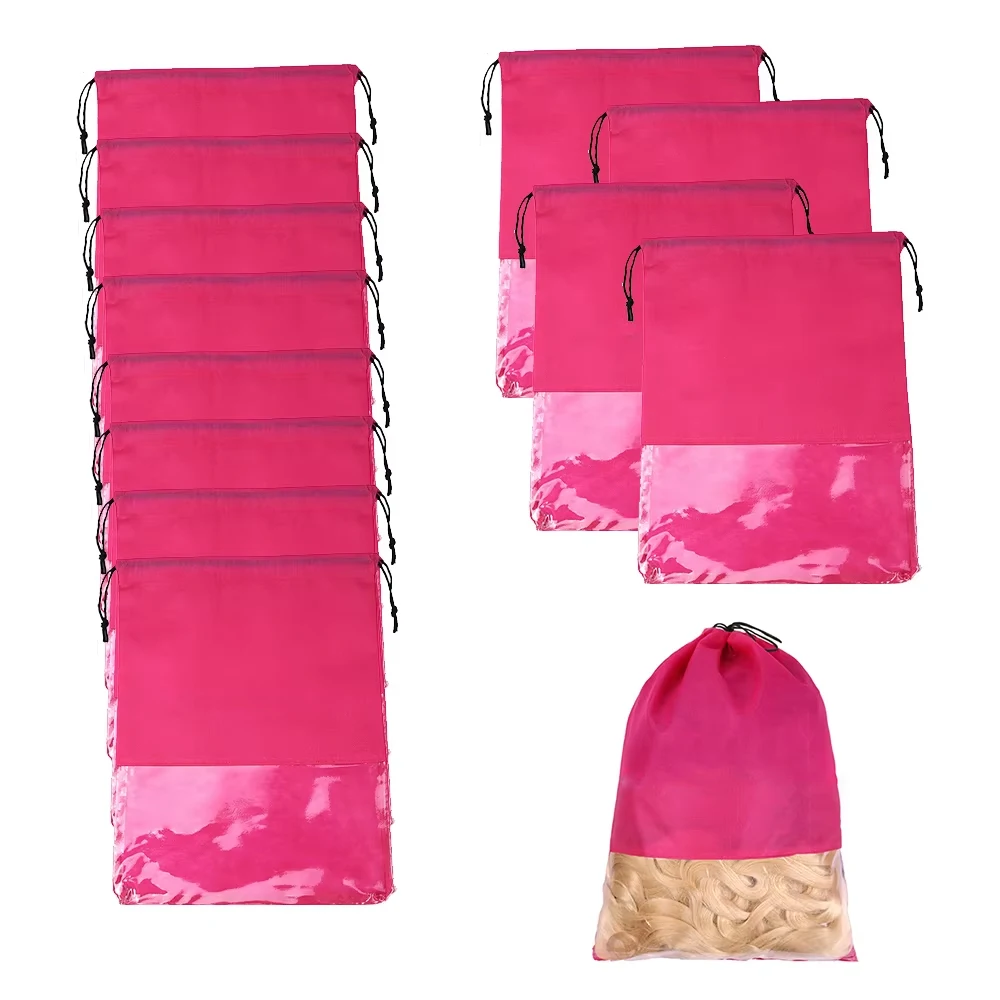 

12pack Wig Storage Bags with Drawstring Hair Extensions Holder Hairpieces Carrier Organizer Dustproof Protector Pouch for Travel