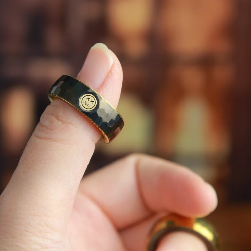 Tactile Ratchet Fidget Ring - Stainless Steel EDC Spinner Gear | Rotating Stress Relief Toy for Adults Fidget Toy