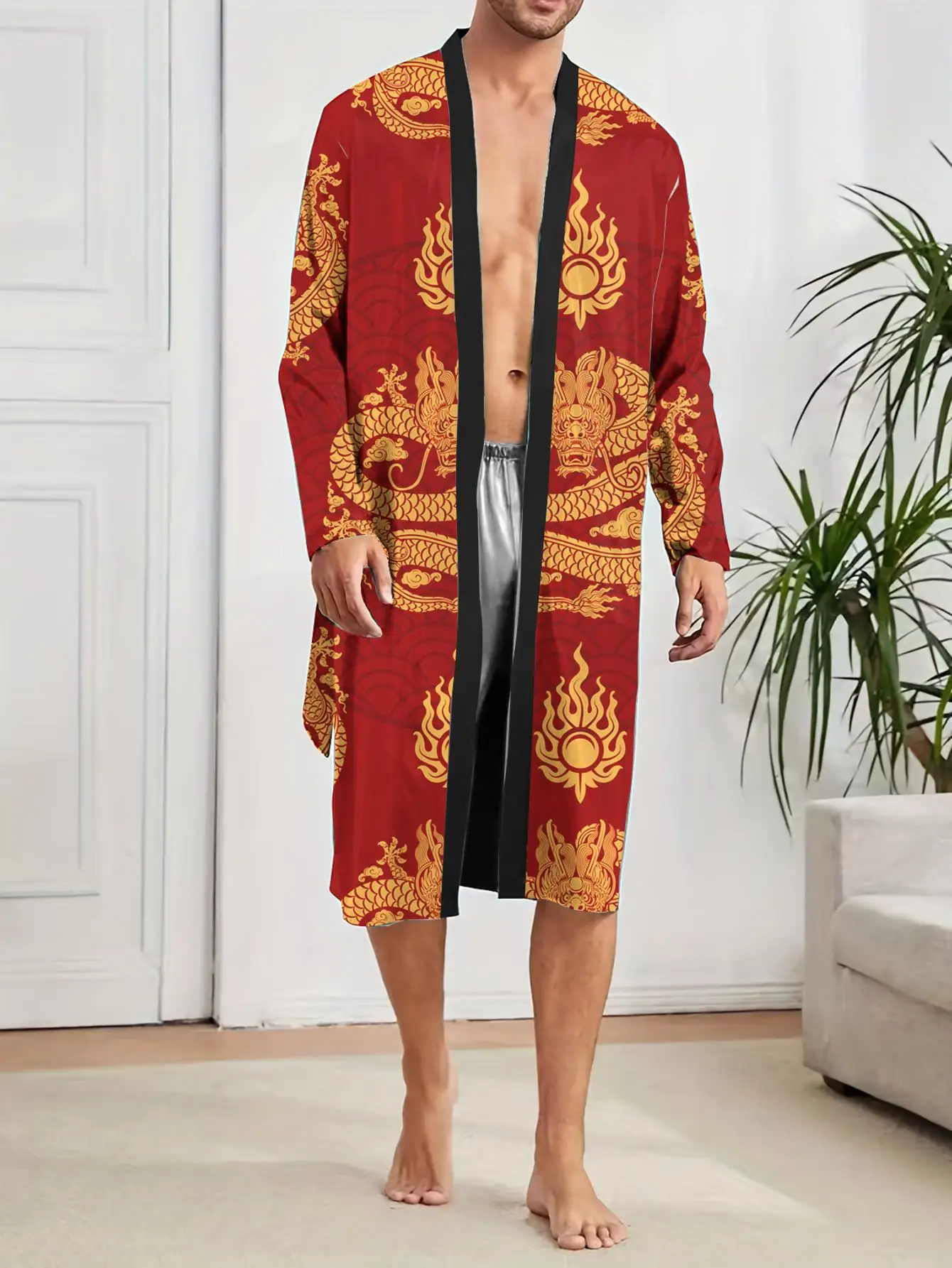 1pcs Men's Robes 2026 Spring/Summer Funny pajamas Breathable bath robe Sleepwear Graphic Bathrobe Sleepwear 3D Printed