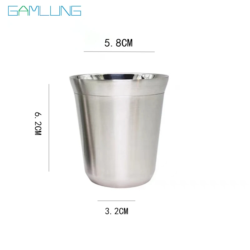 GAMLUNG Pixie Nespresso Espresso كوب قهوة من الفولاذ المقاوم للصدأ سعة 85 مل كوب لونغو مكون من قطعتين مع محرك #3