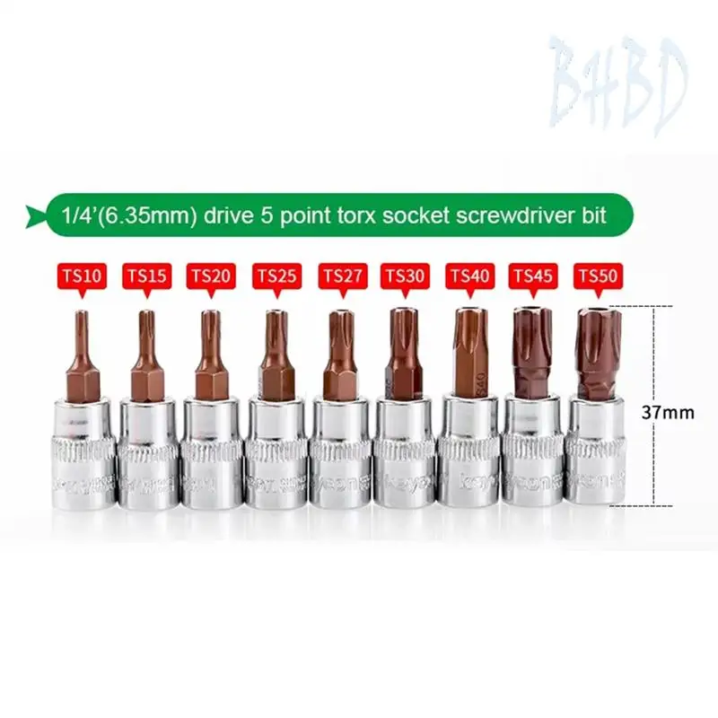 

BHBD-Pentalobe Screwdriver Bit Socket Set Pentalobe Screwdriver Bit Set TS10-TS50 Hand Tools 1/4 Inch Drive Socket Withstorage H