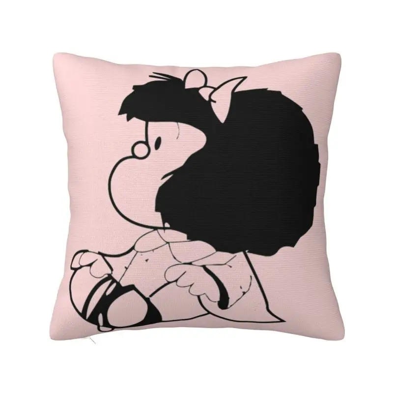 Custom Mafalda Pillow Case 40x40cm Argentine Cartoon Quino Comics Luxury Cushion Cover Velvet Pillowcase
