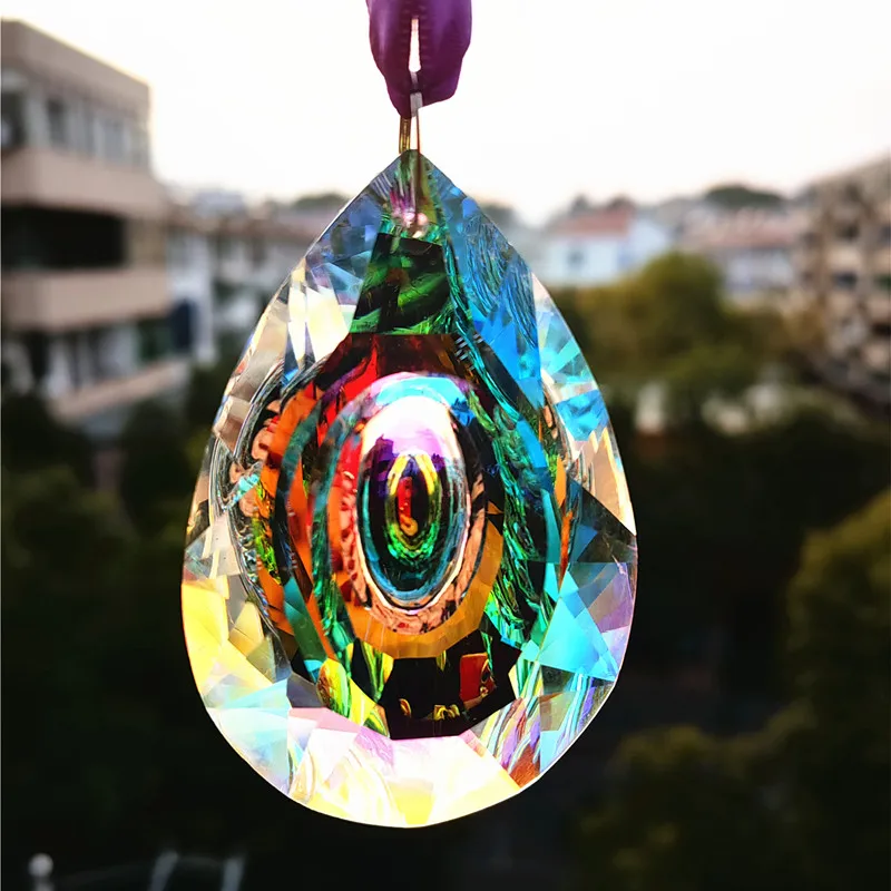 Top Quality 76mm Rainbow Crystal Window Suncatcher Rainbow Maker Pendants Outdoor Christmas Tree Hanging Wedding Home Decoration