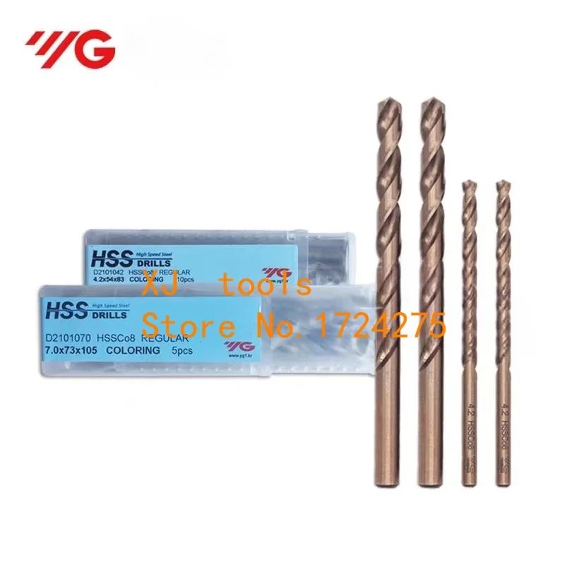 Made in Korea YG-1 D2101 7.1-10mm 5pcs/set HSS-C08% M42 Twist drill Processing: stainless steel. Alloy steel. Aluminum etc.