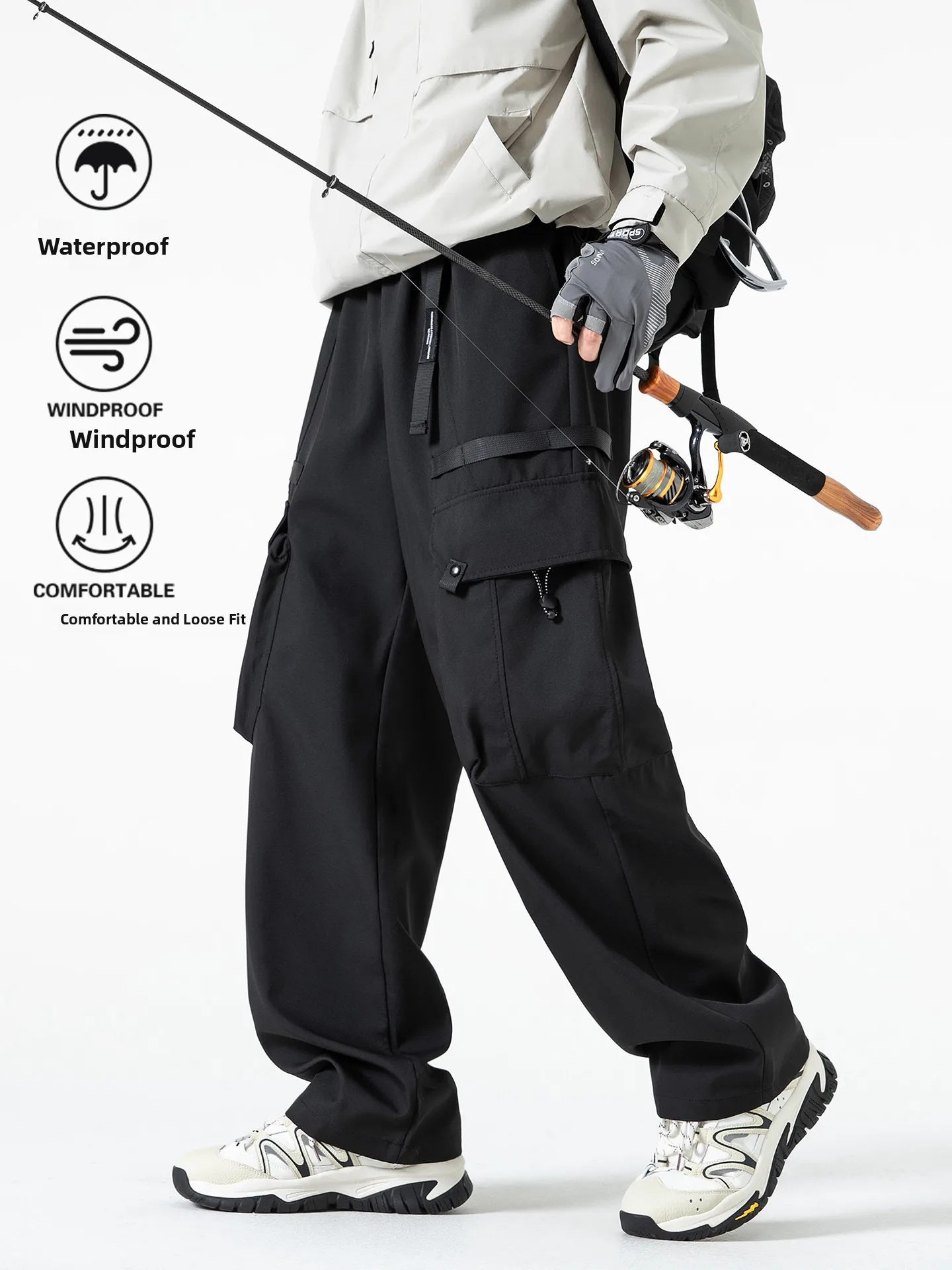 

Thiened Fce Winter Outdoor Mountain Climbing Trousers Men Women Straight Leg Workwear Waterproof Polyester Fiber Casual ...