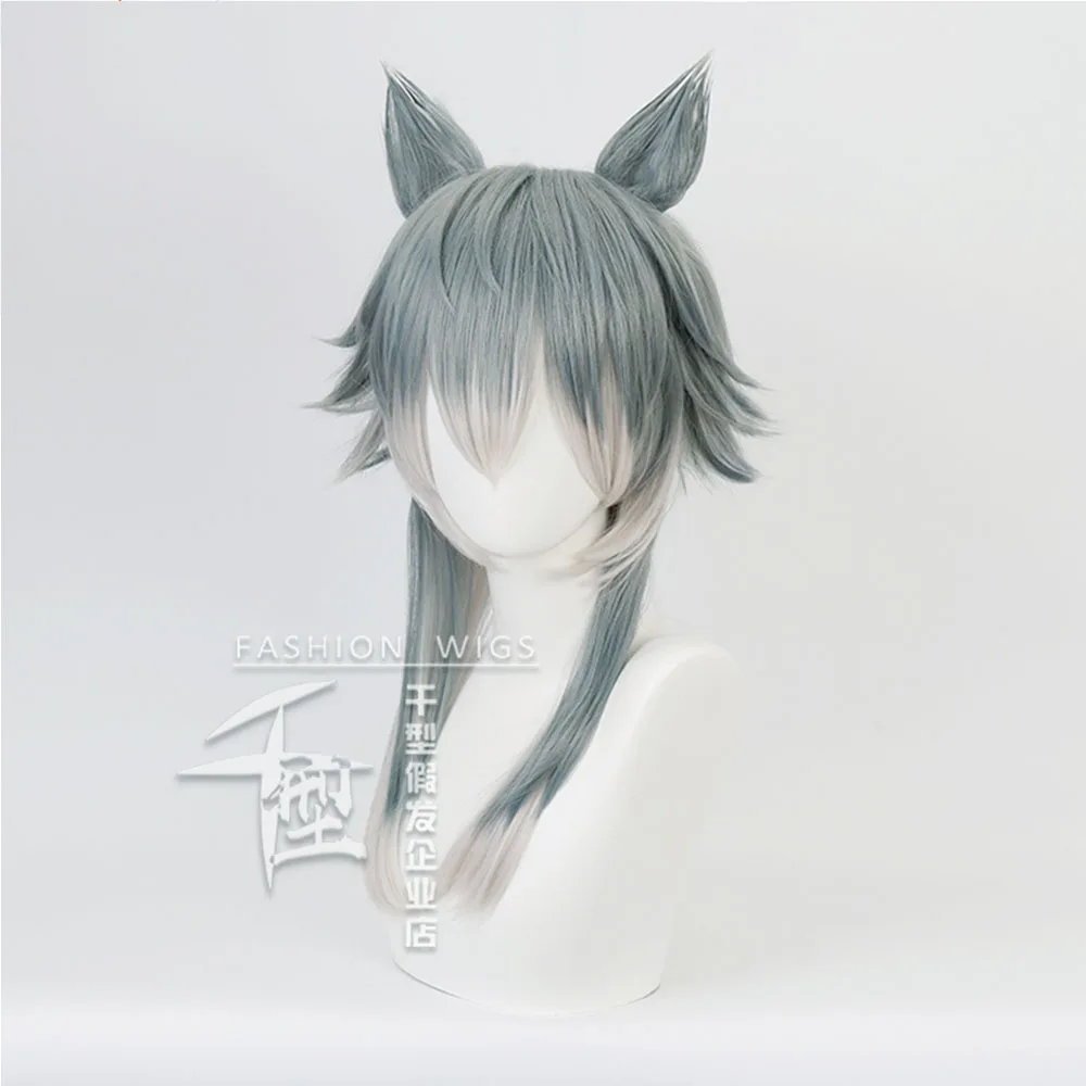 أنيمي الحيوان الرابسودي وولف راي جاشي تأثيري أوكي رمادي مختلط شعر مستعار أبيض آذان هالوين كرنفال فستان الحفلات