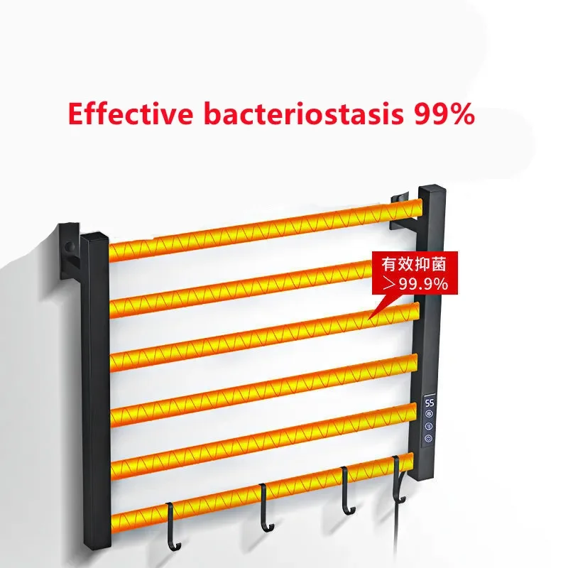 Electric Towel Warmer Stainless Steel Bathroom Equipment Towel Drying Rack Hidden Wire Temperature&Time Control Smart Home