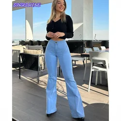 Women's high waisted flared elastic jeans Flare Pants Extended Denim Jeans Wide Leg Slim Fit Y2K streetwear women's jeans