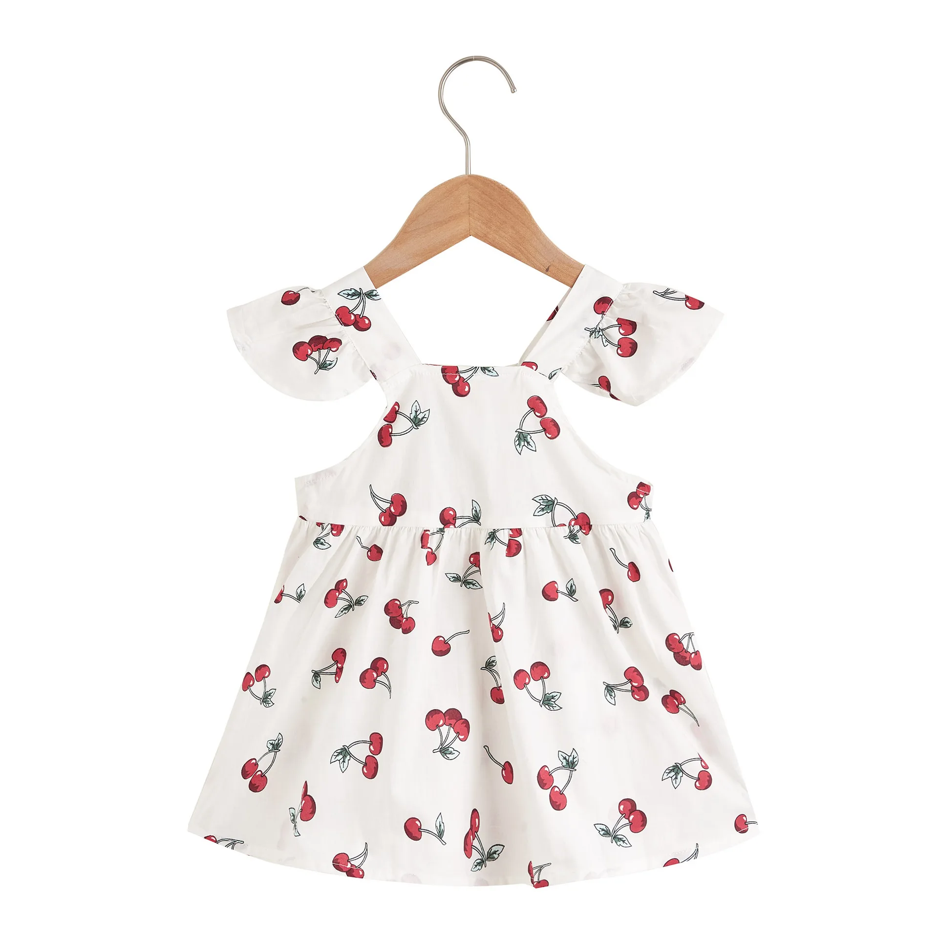 Summer Children Baby Girls Dress Korean Style Cotton Cherry Printing Girls Child Dresses Casual Kids Loose Dresses Clothing