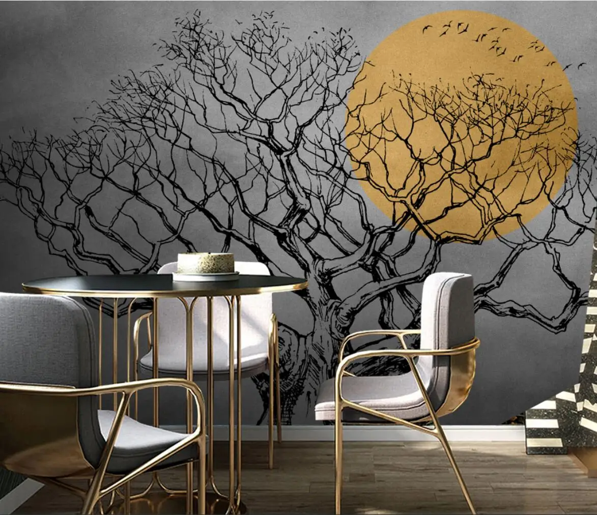 

Custom 3D Photo Wallpapers for Living Room Sofa Nordic retro tree TV Background wallpaper for bedroom walls home improvement