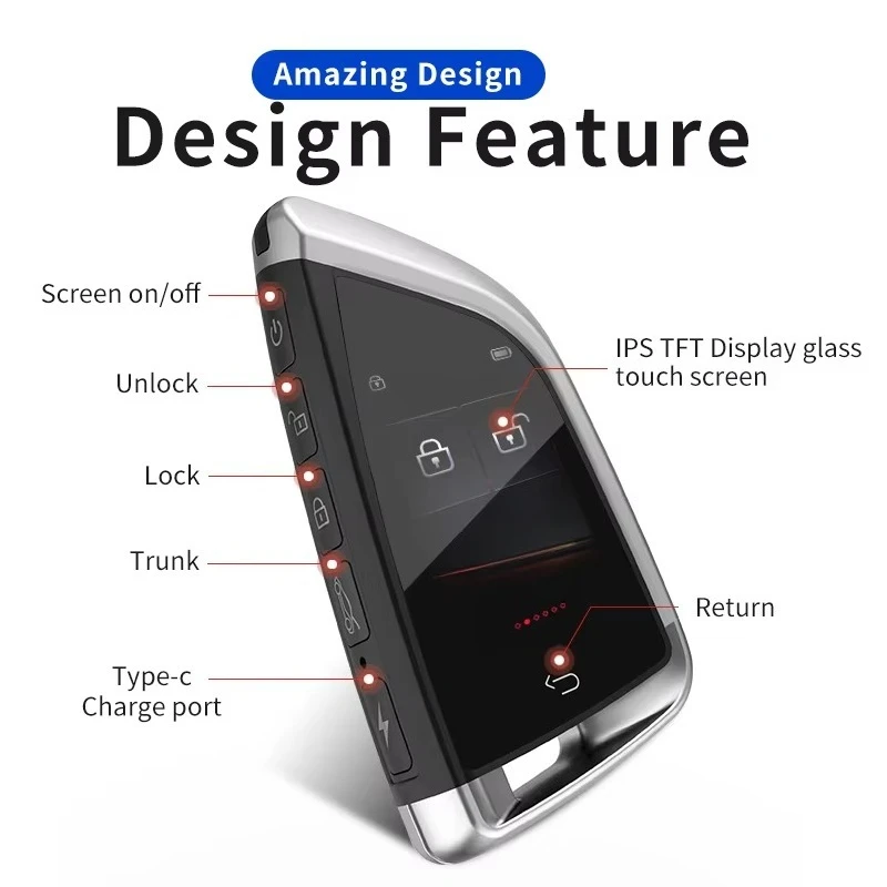 CF588 Wholesale Manufacturers Keyless Entry Push Start Stop Auto Lock Key LCD Touch Screen Smart Remote Car Key