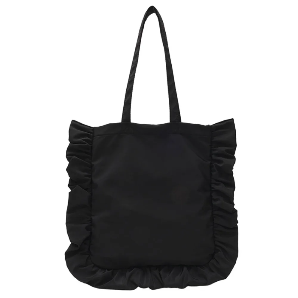 

Simple New Design Ruffles Shoulder Bag French Style Sweet Ruffles Pleated Bag Solid Color Large Capacity Women's Handbag Girls
