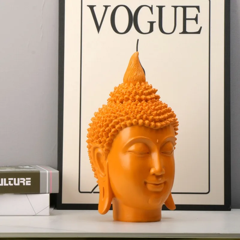 

Sakyamuni Colorful Buddha Head, Living Room HalEntryway Buddha Figurine Decoration Ornament, LivingRoom Entrance, Bookshelf