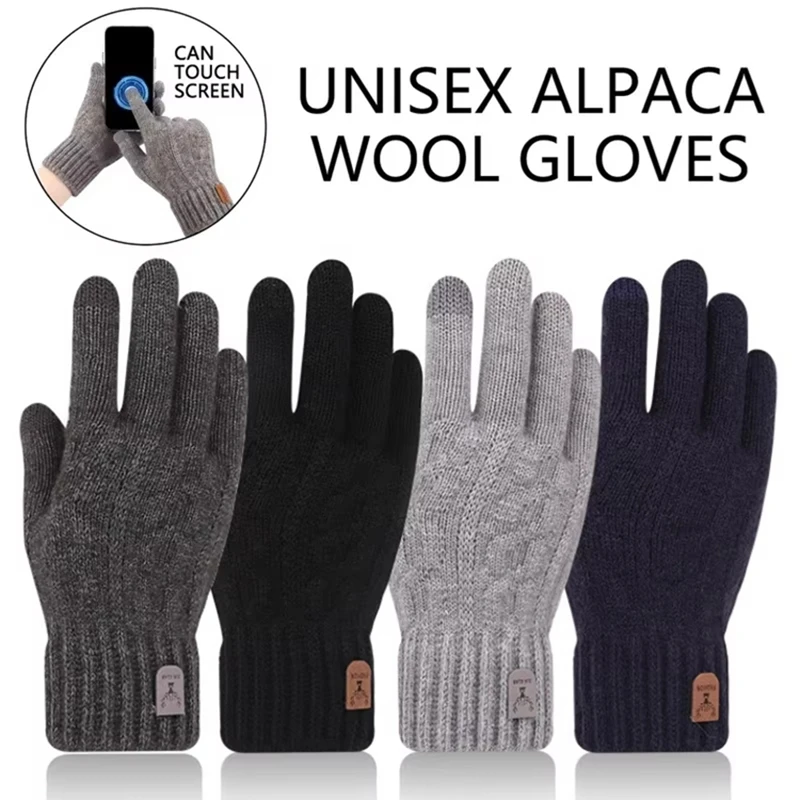 Winter warme Handschuhe Touchscreen winddicht rutschfest kältebeständig Fahrradhandschuhe Outdoor Herren Damen Plus Fleece Strickhandschuhe