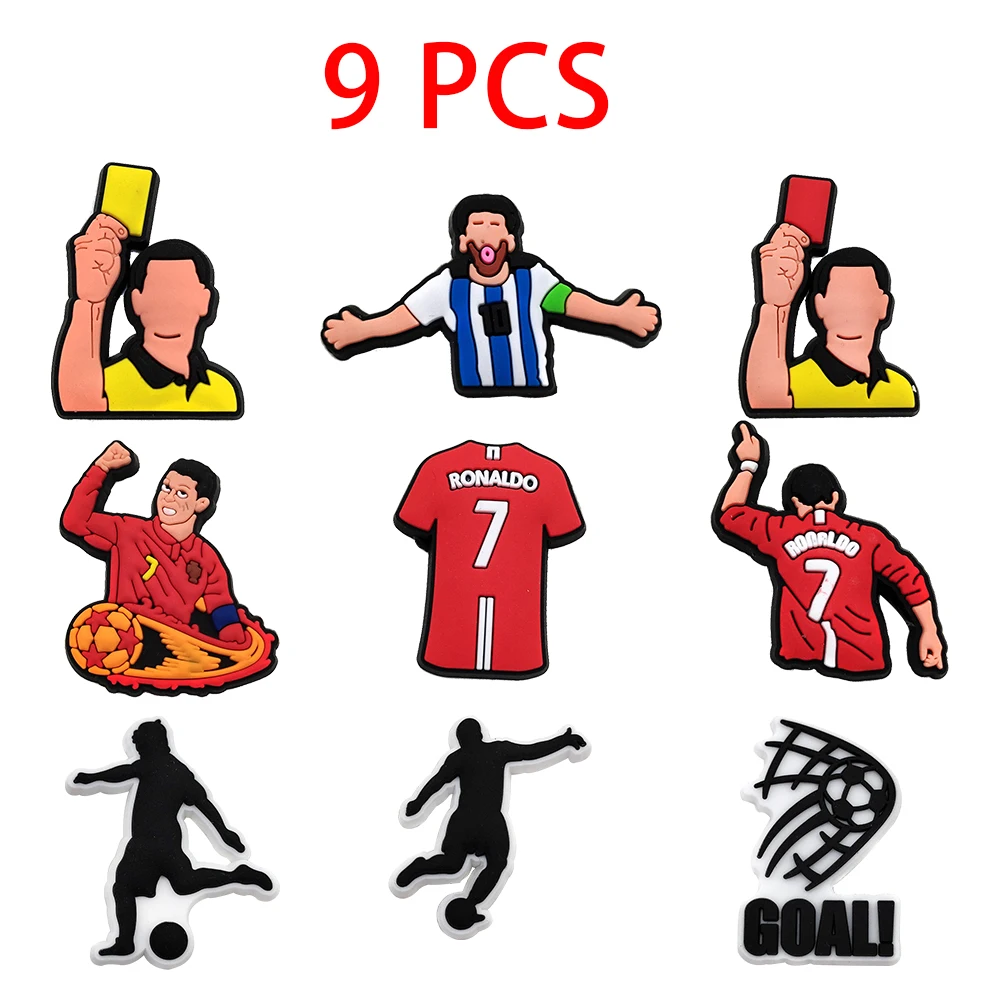 18pcs Cartoon football Shoe Accessories Shoe Charms Shoe buckle PVC Sandals Decoration - Shoe Charms Gifts