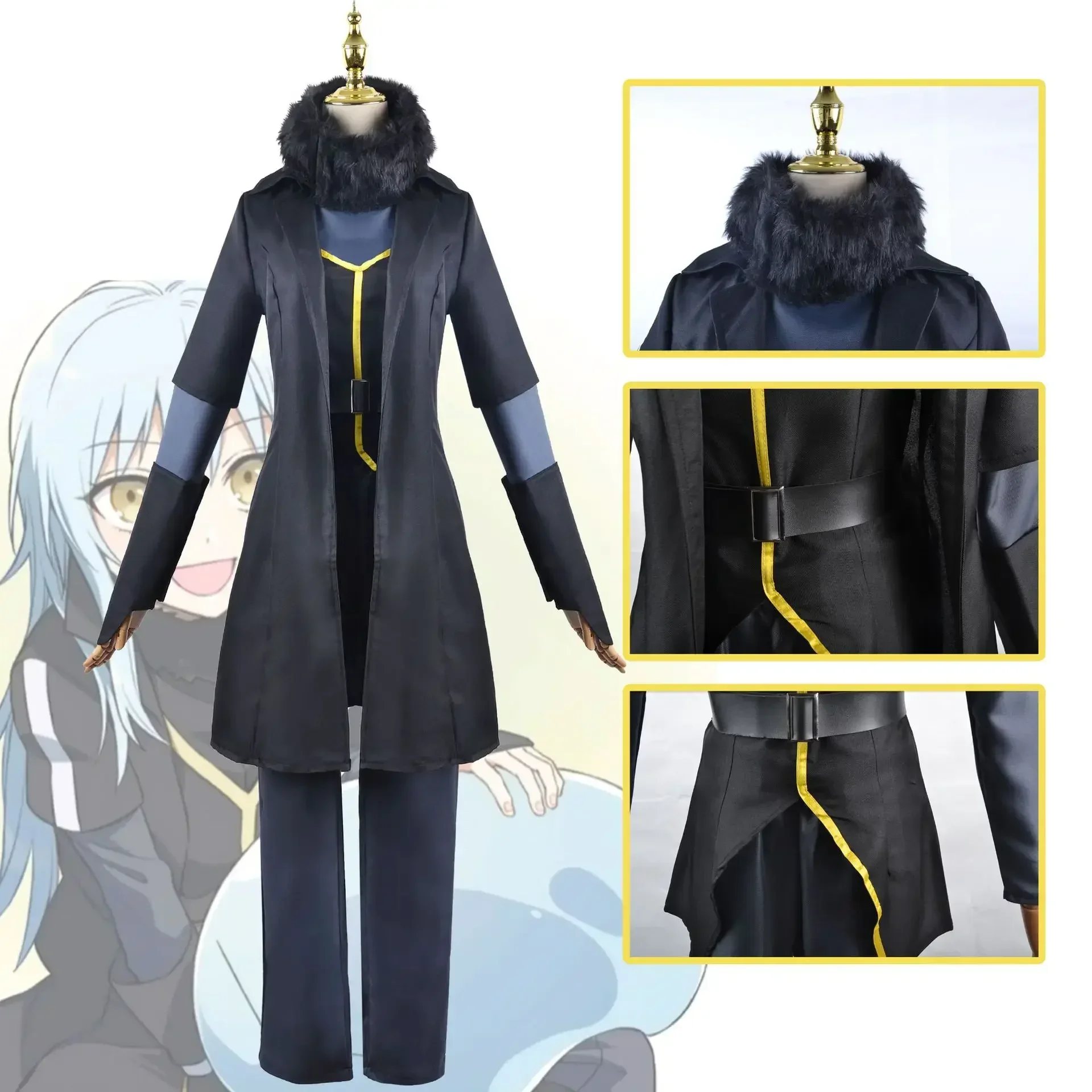 Anime Rimuru Tempest Cosplay Costume, cette fois je me suis réincarné en slime, uniforme mignon du roi, perruque, masque trempé, Halloween, unisexe