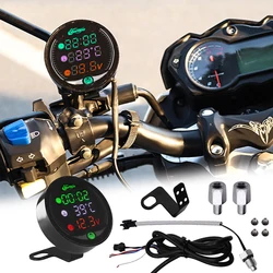 Universal 5 in 1 Motorcycle Gauge Time Temperature Voltage Stopwatch USB 5V 2.5A Charging LED Night Vision Moto Accessories 1Pc